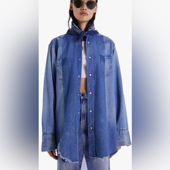 Rare Mother   …60% Mother recycled denim capsule … jacket/ shirt NWOT - Picture 3 of 16
